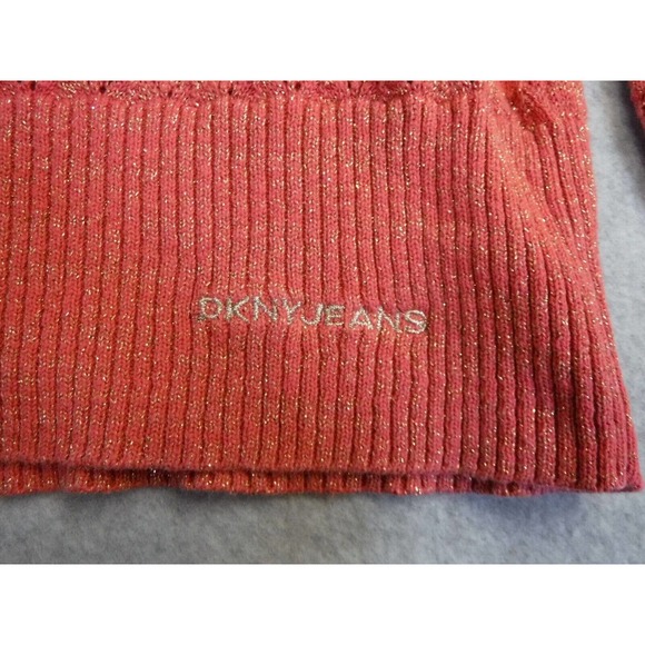 DKNY shawl neck balloon sleeve open knit sweater size large - Picture 5 of 8